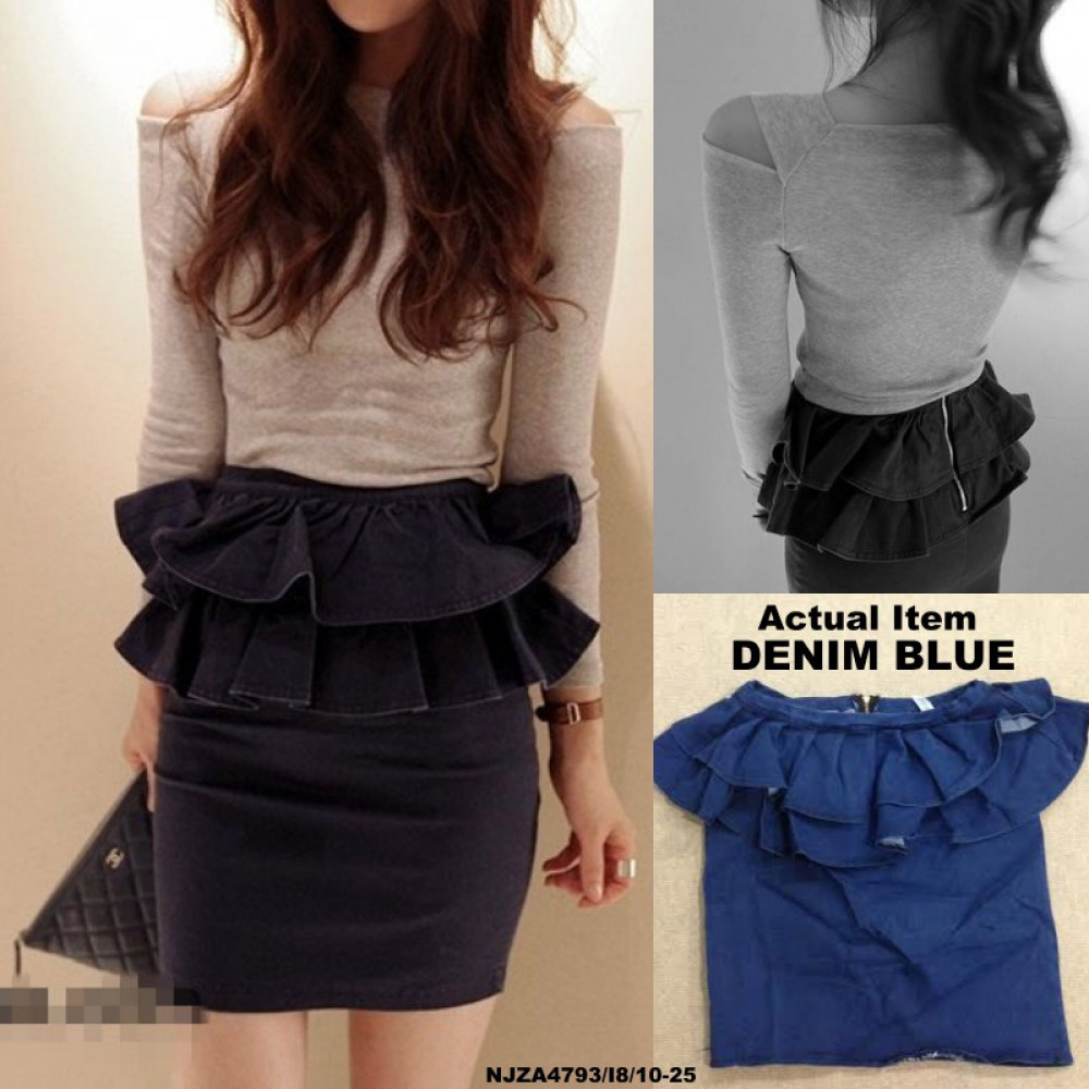 NJ DenimFashion Ruffle Pencil Skirt NJ DenimFashion Ruffle Pencil Skirt
