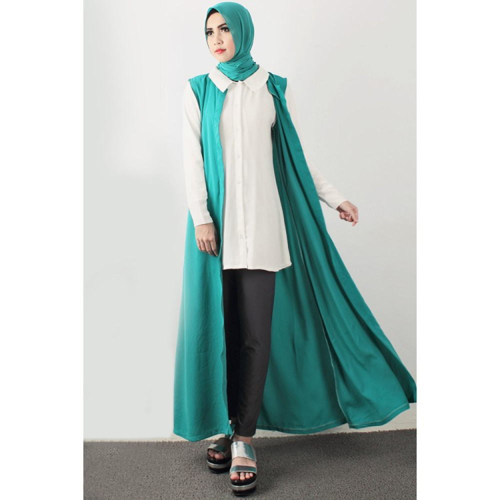 NJ Sleeveless Long Cardigan + Collared Top + Long Pants with Shawl (3 Pcs) NJ Sleeveless Long Cardigan + Collared Top + Long Pants with Shawl (3 Pcs)