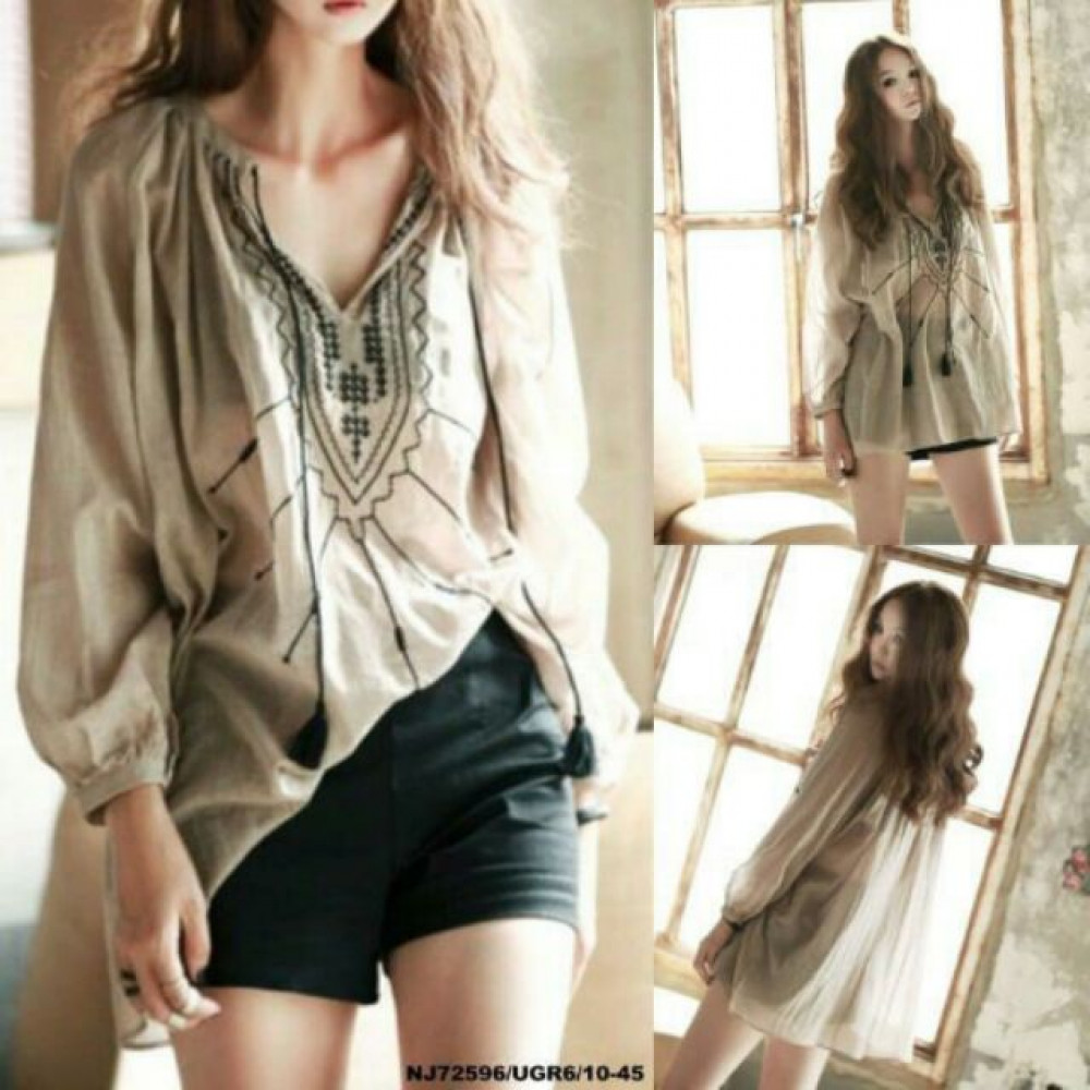 NJ Fashion Classic Blouse Brown NJ Fashion Classic Blouse Brown