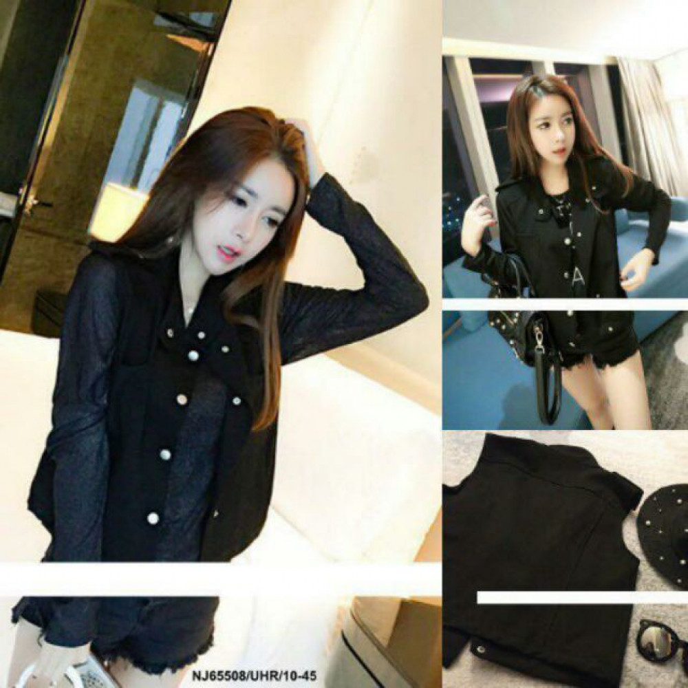 NJ Stylish Sleeveless Cardigan Black NJ Stylish Sleeveless Cardigan Black