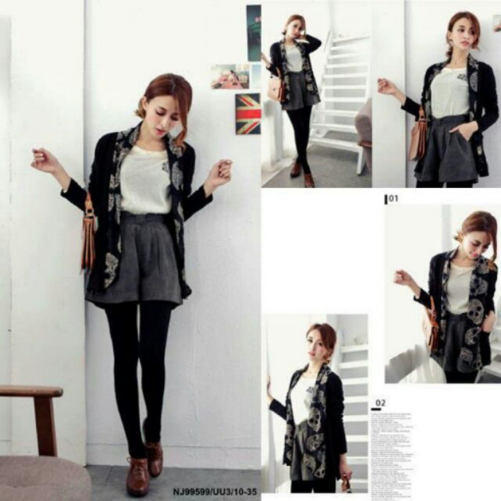 NJ Fashion TrenDy Skull Printed Cardigan NJ Fashion TrenDy Skull Printed Cardigan