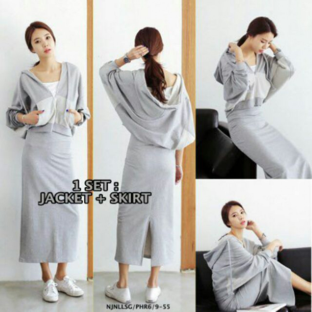 NJ Fashion Stylish Top and Skirt Grey (1 Set) NJ Fashion Stylish Top and Skirt Grey (1 Set)