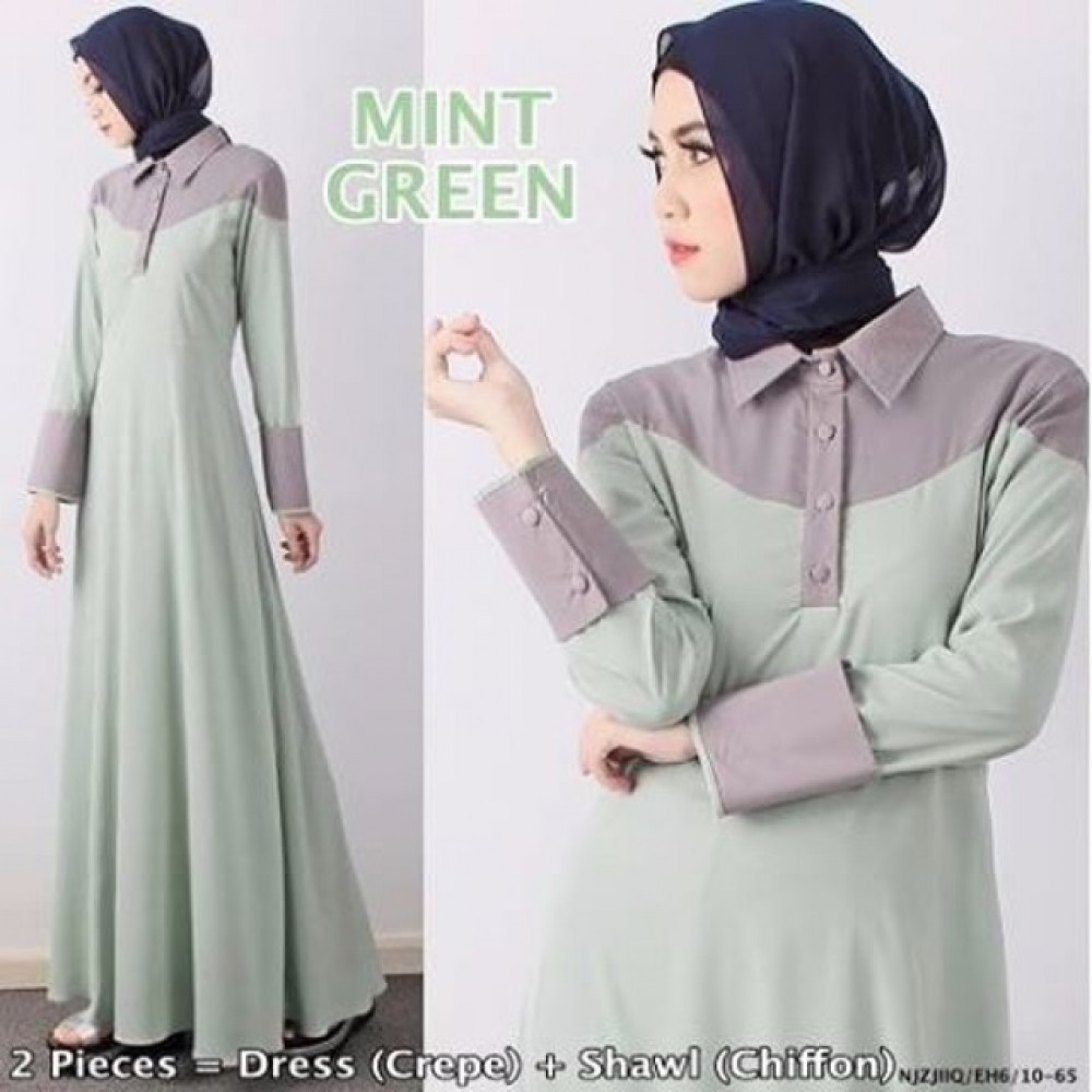 NJ Fashion DuoTone Half Button Collared Neck Jubah NJ Fashion DuoTone Half Button Collared Neck Jubah