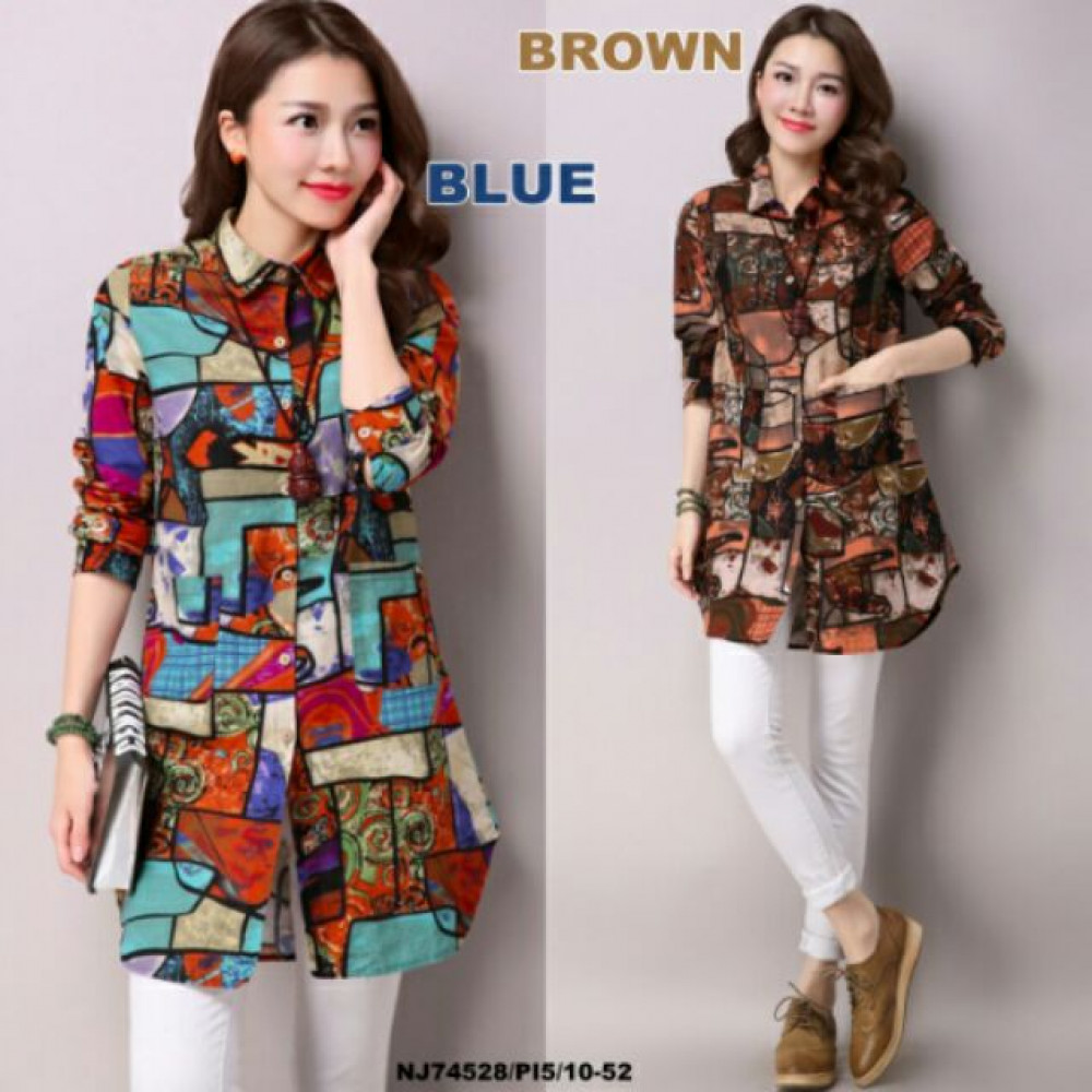 NJ EuropeFashion Colourful Long Top NJ EuropeFashion Colourful Long Top
