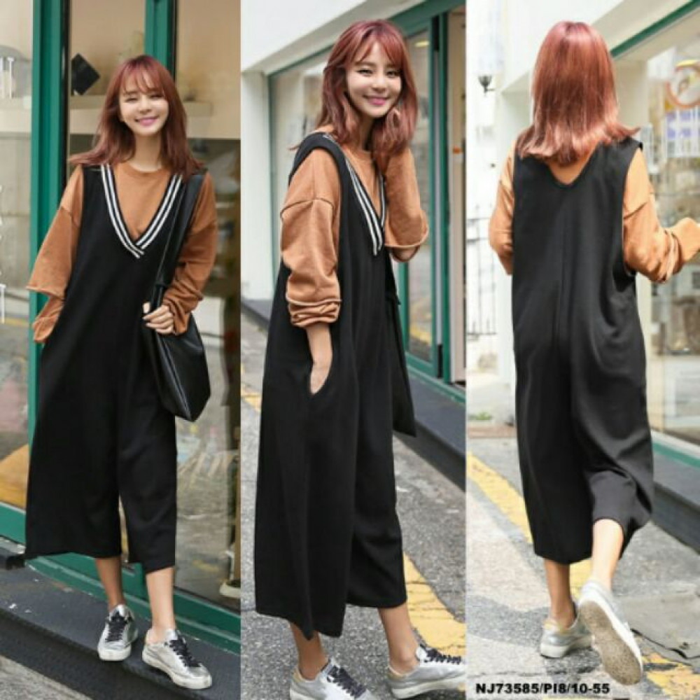 NJ Fashion Stylish Jumpsuit with Back Zip - Black NJ Fashion Stylish Jumpsuit with Back Zip - Black
