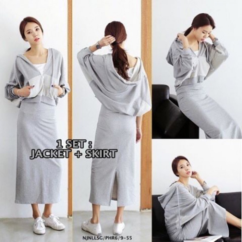NJ Fashion Stylish Top and Skirt Grey (1 Set) NJ Fashion Stylish Top and Skirt Grey (1 Set)
