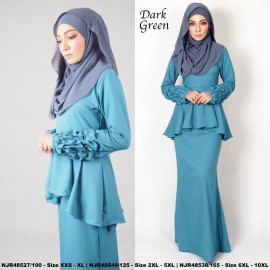 image of NJBoutique.RTW Exclusive Baju Kurung Collections (Ready-To-Wear) DARK GREEN