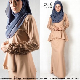 image of NJBoutique.RTW Exclusive Baju Kurung Collections (Ready-To-Wear) DARK BROWN