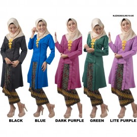 image of NJ DesignerCollections Traditional Long Kebaya with Self Tie Sarong
