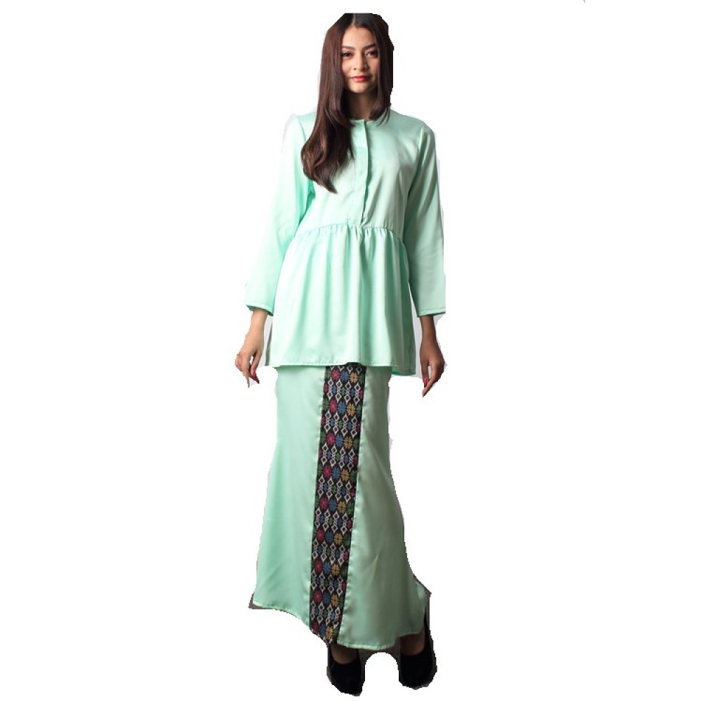 NJ Fashion Elegant FrontButton Peplum Top With Songket Printed Long Skirt NJ Fashion Elegant FrontButton Peplum Top With Songket Printed Long Skirt