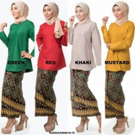 image of READY STOCK❗ NJ Sweet Crystal Beads Blouse wif Self Tied Sarong in Songket Motif