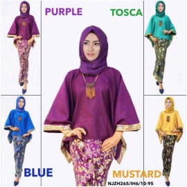 image of READY STOCK❗ NJ Batwing Kurung with Batek motif in gold print and pleated Skirt