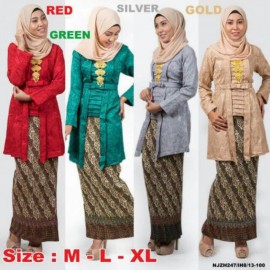 image of READY STOCK❗ NJ Exclusive Collections Glitter Lace kebaya Tunic with Pleat Skirt