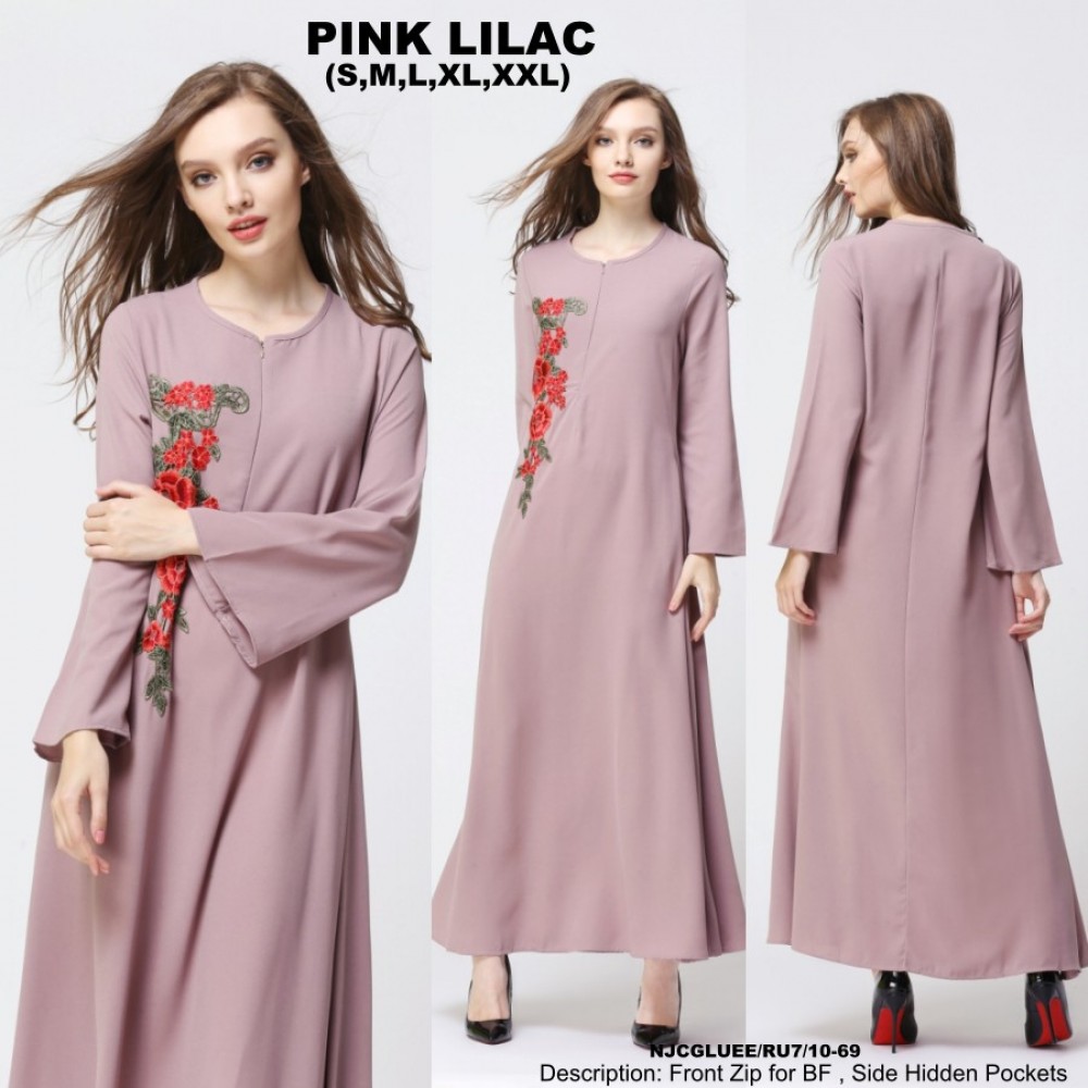 NJ ModernCollections Flora Patch Jubah - PINK LILAC NJ ModernCollections Flora Patch Jubah - PINK LILAC