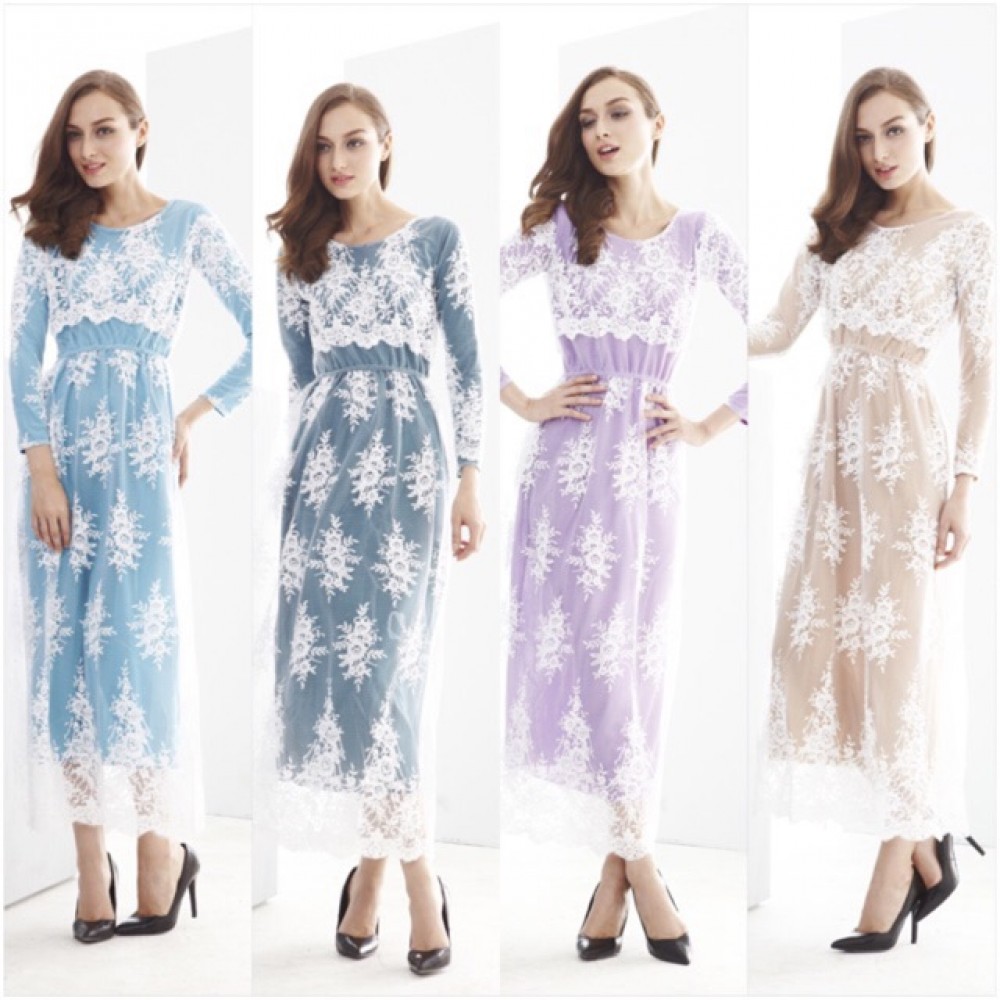 NJ SEOUL Joint Korea Elegant HighQuality Lace Modern Jubah Dress NJ SEOUL Joint Korea Elegant HighQuality Lace Modern Jubah Dress