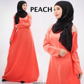 image of NJ SEOUL 2 IN 1 Lace Design Shoulder Jubah Dress with Back Zip (Include Shawl)