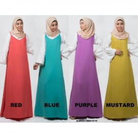 image of READY STOCK❗ NJ Fashion Long Slip A-Cut Dress with Bell Sleeve Inner Blouse