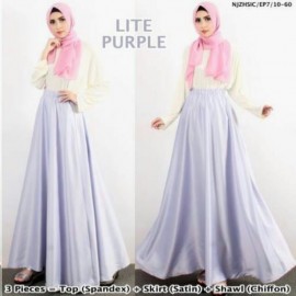 image of NJ Fashion 3 IN 1 Elegant Batwing Style Top with Satin Flare Skirt (Inc Shawl)