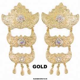 image of NJ Accessories Collections 3 Layer Dokoh Brooch Traditional Style w Crystal stone