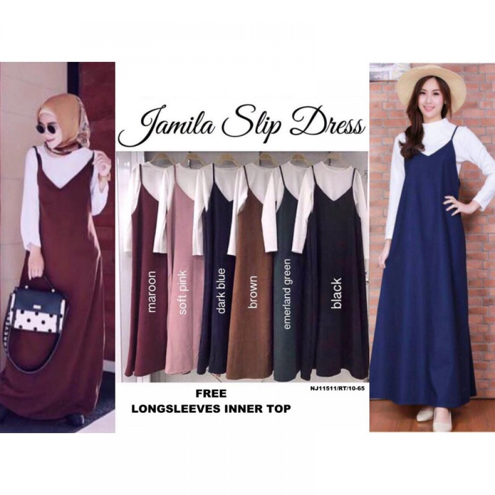 NJ Fashion Hot Selling Trendy Slit Dress (FREE White Long Sleeves Inner Top) NJ Fashion Hot Selling Trendy Slit Dress (FREE White Long Sleeves Inner Top)