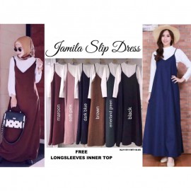 image of NJ Fashion Hot Selling Trendy Slit Dress (FREE White Long Sleeves Inner Top)