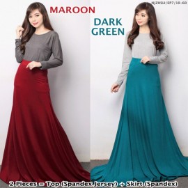 image of CLEARANCE SALE 2 IN 1 Stylish Stretchable Long Sleeve Top With High Skirt