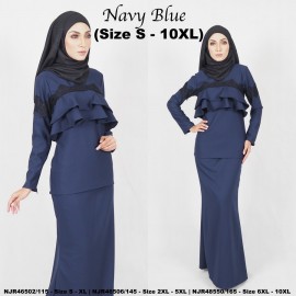 image of READYSTOCK NJBoutique.RTW Exclusive Baju Kurung Collections - NAVY BLUE
