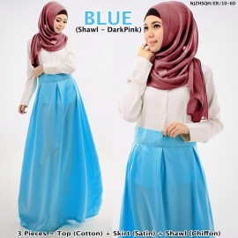 image of CLEARANCE SALE 3 IN 1 Collared Women Top with Pleated Skirt