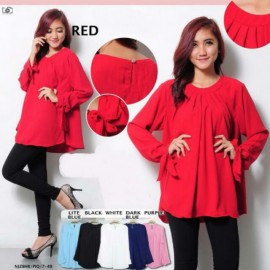image of READY STOCK NJ RosieAnnFashion Round Neck Basic Women Blouse (With Ribbon)