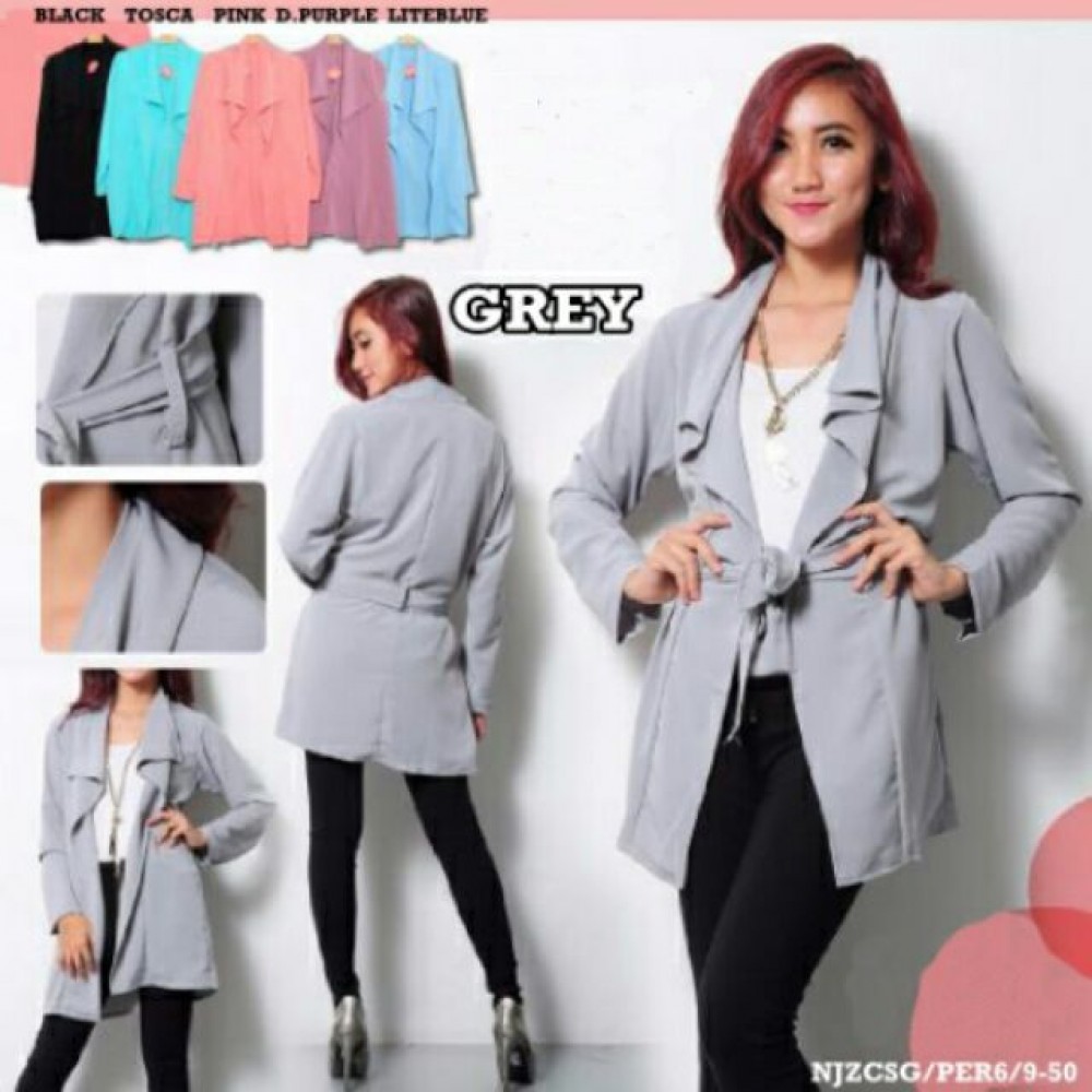 NJ RosieAnnFashion Long Cardigan with Ribbon Belt NJ RosieAnnFashion Long Cardigan with Ribbon Belt