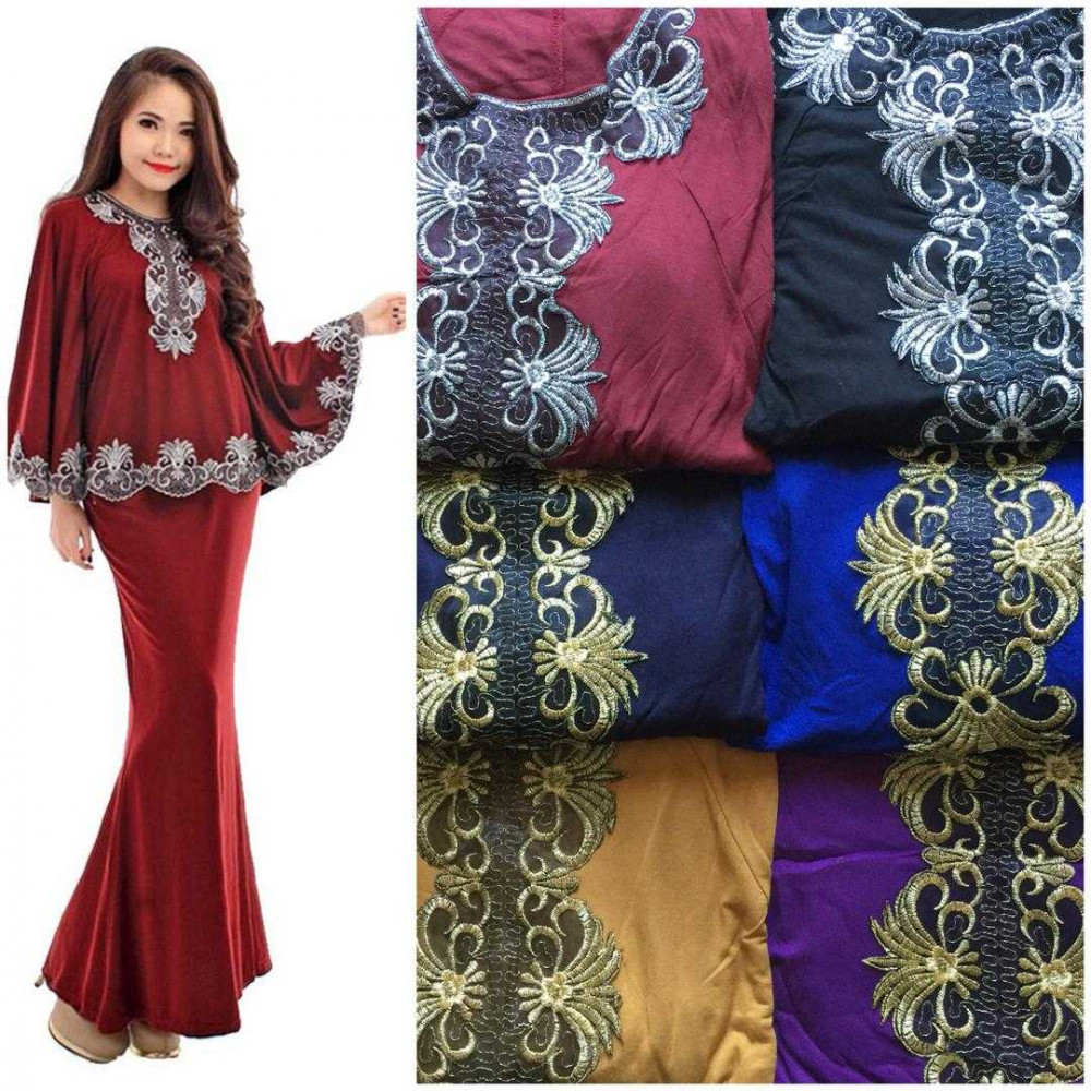 NJ Boutique Exclusive Collections Embroidery OLLA Batwing Kurung with Skirt