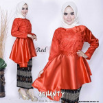 NJ Exclusive Collections Ashanty Satin Peplum with Satin Printed Batik Skirt 