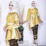 NJ Exclusive Collections Ashanty Satin Peplum with Satin Printed Batik Skirt 