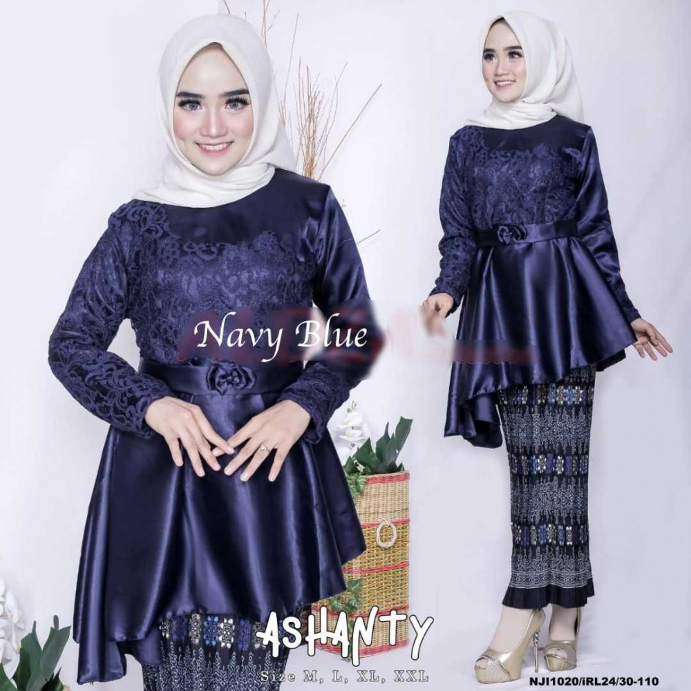 NJ Exclusive Collections Ashanty Satin Peplum with Satin Printed Batik Skirt 