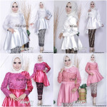 NJ Exclusive Collections Ashanty Satin Peplum with Satin Printed Batik Skirt 