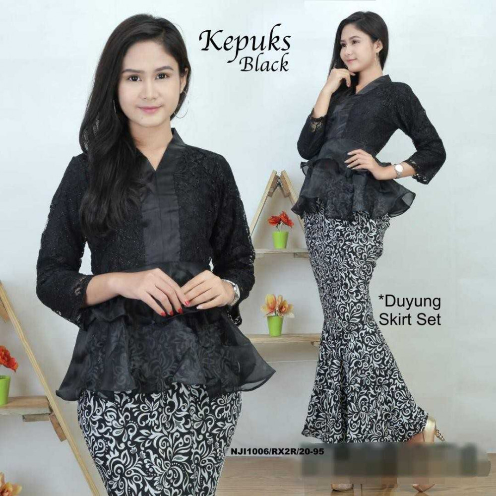 NJ Exclusive Collections Kepuks Peplum With Satin Printed Batik Skirt 