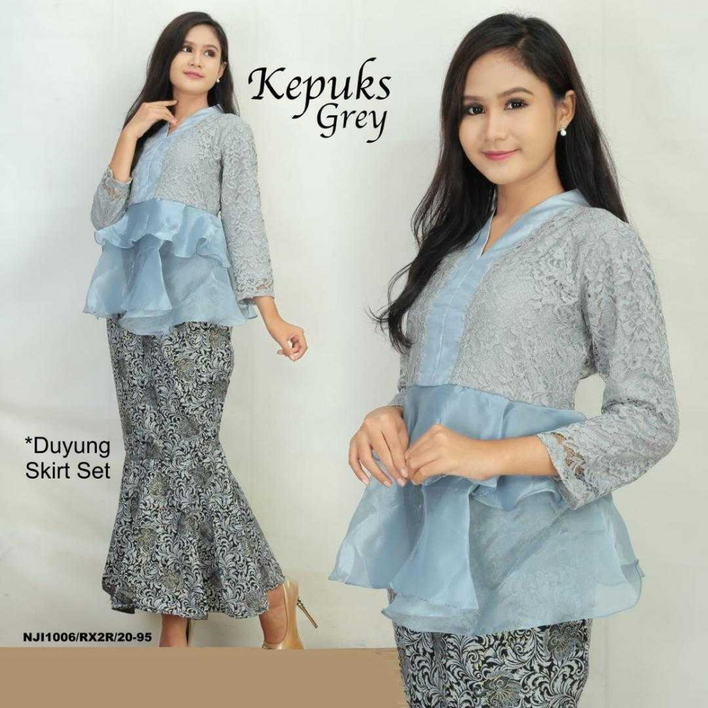 NJ Exclusive Collections Kepuks Peplum With Satin Printed Batik Skirt