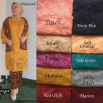 NJ Exclusive Collections Prada Lace Kurung with Prisket /Pleated Batik Skirt and Batik Scarf