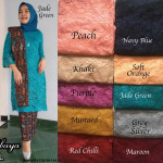 NJ Exclusive Collections Prada Lace Kurung with Prisket /Pleated Batik Skirt and Batik Scarf