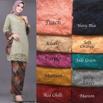 NJ Exclusive Collections Prada Lace Kurung with Prisket /Pleated Batik Skirt and Batik Scarf