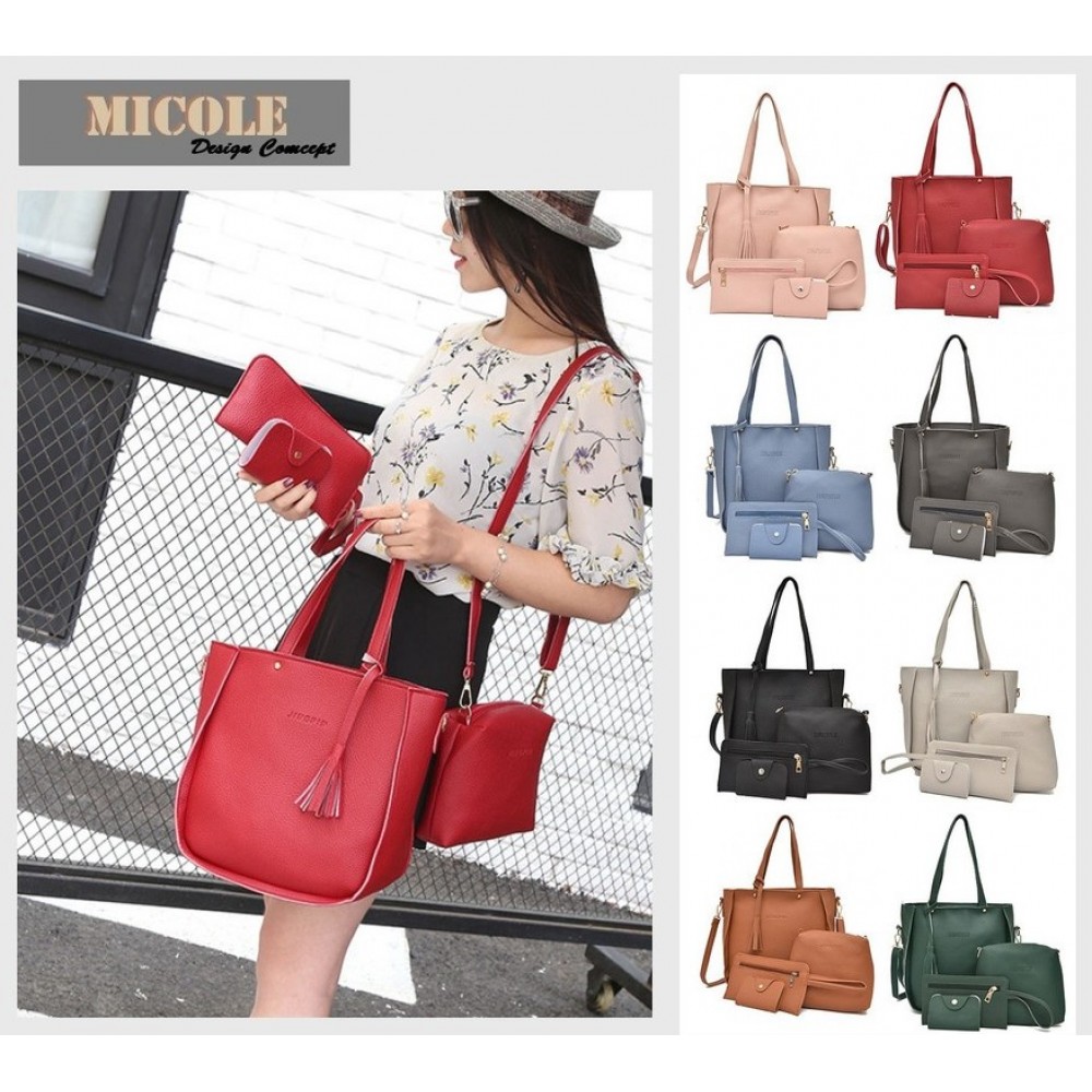 READY STOCK>> MICOLE 4 in 1 Bag Set / Shoulder Tote Beg + Sling+Pouch BS3004 READY STOCK>> MICOLE 4 in 1 Bag Set / Shoulder Tote Beg + Sling+Pouch BS3004