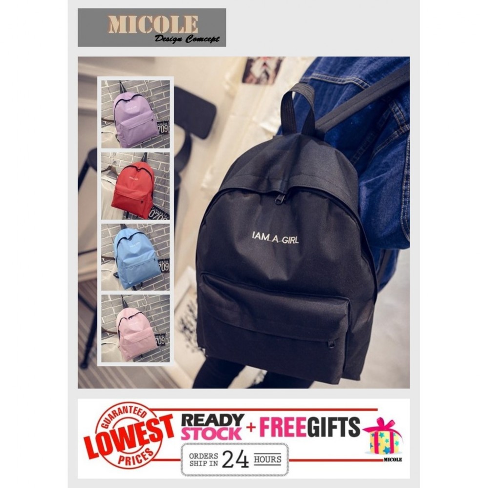 ReadyStock>> MICOLE Casual Backpack School Bag Pack Beg (I AM A GIRL) BP1013 ReadyStock>> MICOLE Casual Backpack School Bag Pack Beg (I AM A GIRL) BP1013