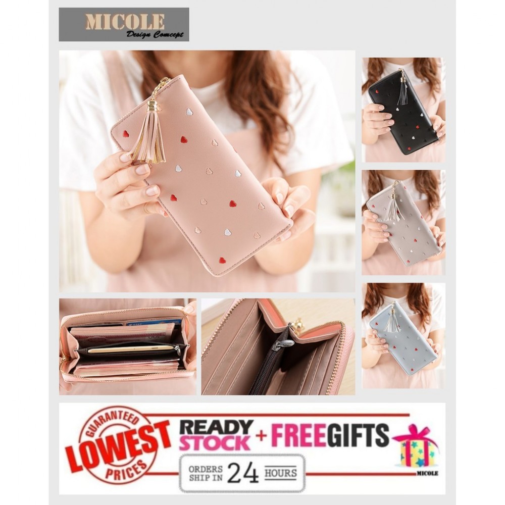 Ready Stock >> MICOLE Long Wallet Women PU Leather Zip Pouch Purse WF4003 Ready Stock >> MICOLE Long Wallet Women PU Leather Zip Pouch Purse WF4003