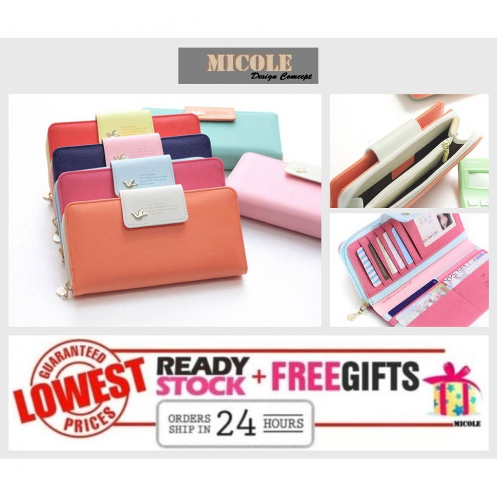 Ready Stock >> MICOLE Bird Logo Premium Long Wallet Women Purse WF4005 Ready Stock >> MICOLE Bird Logo Premium Long Wallet Women Purse WF4005