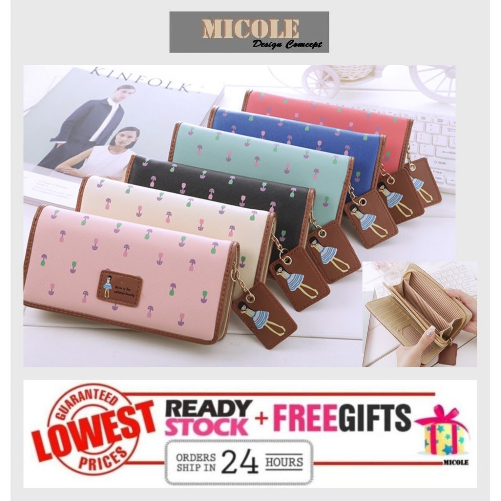 Ready Stock >> MICOLE Long Wallet Women PU Leather Zip Pouch Purse WF4007 Ready Stock >> MICOLE Long Wallet Women PU Leather Zip Pouch Purse WF4007