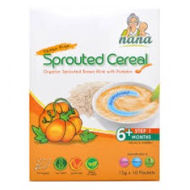 image of NANA Sprouted Cereal, Organic Sprouted Brown Rice with Pumpkin, 15g x 10 packets (EXP DEC18)