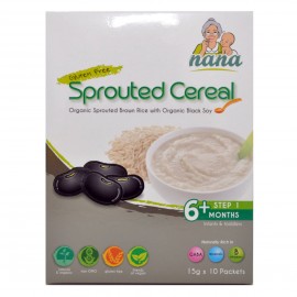 image of NANA Sprouted Cereal, Organic Sprouted Brown Rice with Organic Black Soy, 15g x 10 packets Stars