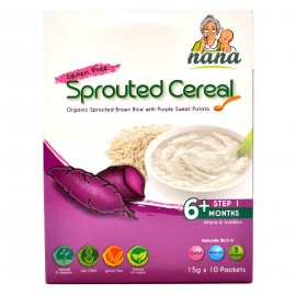 image of NANA Sprouted Cereal Organic Sprouted Brown Rice Purple Sweet Potato, 15g x 10 packets(EXP DEC18)