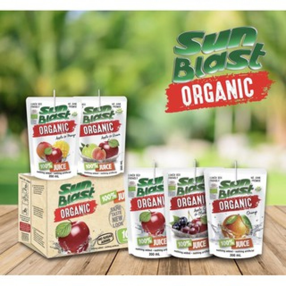Sunblast 100% Organic Juice 200ml x 10