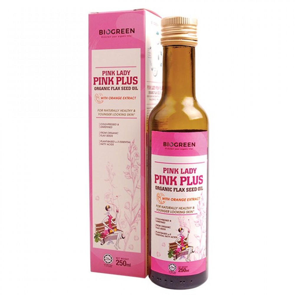 Biogreen Pink Lady Pink Plus Organic Flaxseed Oil with Orange Extract 250ML Biogreen Pink Lady Pink Plus Organic Flaxseed Oil with Orange Extract 250ML